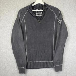 Buckle Black Label Men's Size Medium Slim Fit Black Quarter Zip Pullover Sweater